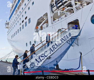 boarding cruise armonia msc ship gangway passengers docked cadiz spain alamy similar