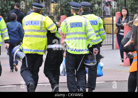 young man police patrol officers handcuff arrest sunset london alamy walthamstow 1st september