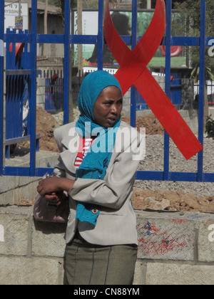 Hiv Aids Awareness Sign Outside The Department Of Health In Addis