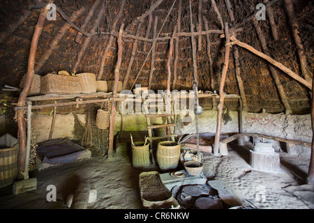 Interior Of Roundhouse At Castell Henllys Iron Age Hillfort Stock Photo 