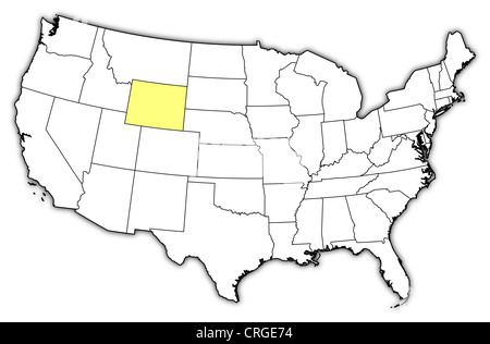 Political Map Of United States With The Several States Where Wyoming