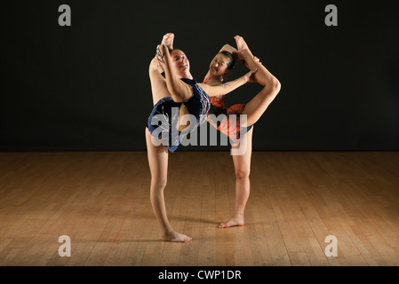 Gymnasts Performing Splits Together Stock Photo Alamy