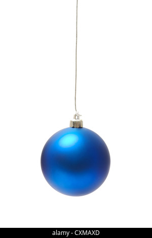 Christmas Ball Hanging With Ribbons On White Background Stock Photo Alamy