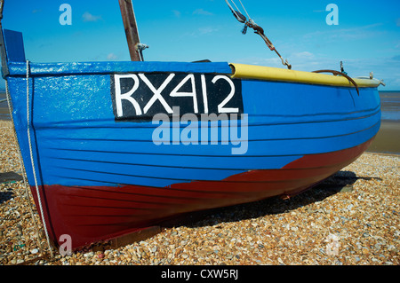 Old Fishing Boat Pulled Up On The Shore At Holy Island, With The Stock 