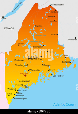 Maine US State Red Outline Map With The Handwritten LOVE Word