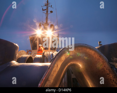 tugboat worker tugboat worker standing on bridge stock photo royalty tugboat worker tugboat worker standing on bridge stock photo royalty