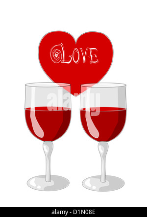 one heart and two glasses of wine valentines day d1n08e