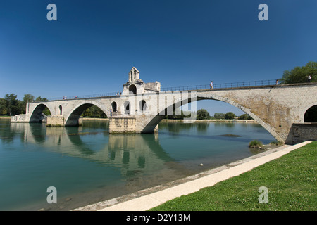 Old Stone Pont Saint Benezet Bridge Rhone River Avignon Vaucluse France