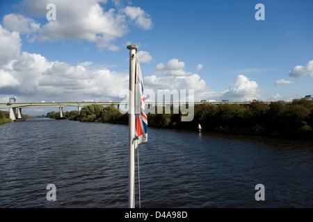 The M Thelwall Viaduct Bridge On The Manchester Ship Canal From The