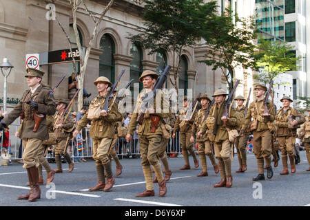 Australian Soldiers March In An Anzac Day Parade Stock Photo, Royalty ...