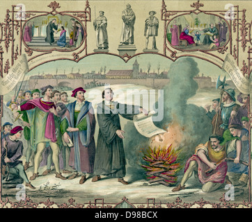 Martin Luther (14831546) burning the papal bull