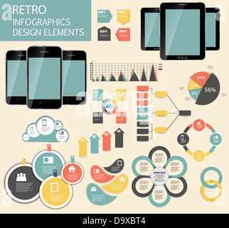 Retro Vintage Infographic Template Business Vector Illustration Stock