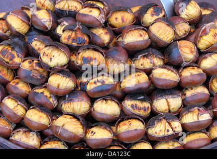 chestnuts grilled market stall alamy