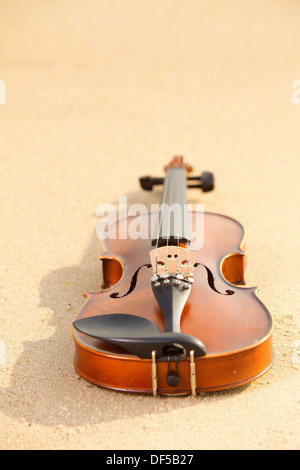 Violin On Sandy Beach Love Of Music Concept Stock Photo Alamy