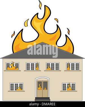 A Modern House On Fire Illustration Stock Vector Art Illustration