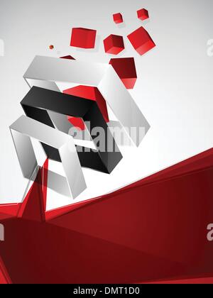 Red Transparent D Cube Concept Model Elements Icon Logo Stock Vector