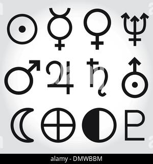 zodiac and astrology symbols of the planets vector illustration zodiac and astrology symbols of the planets vector illustration
