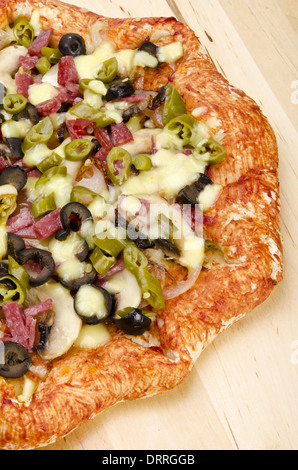 Home Pizza M Paprika And Olive Closeup Shallow Depth Of Field Stock