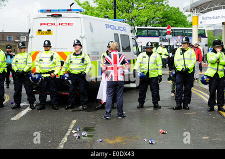 yorkshire police south centre town doncaster van alamy edl protest held