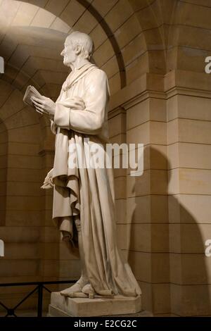 A Statue Of Voltaire And His Tomb In The Crypt Of The Pantheon Paris