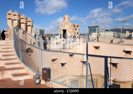 Roof Terrace Witch Abstract Chimneys Of The Casa Mila Or La Pedrera