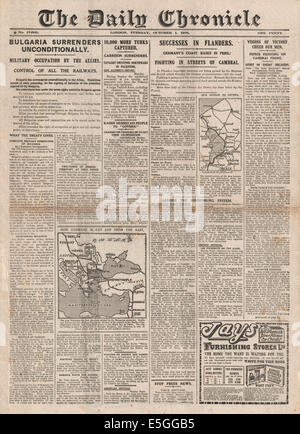 Daily Chronicle Front Page Reporting The Armistice Germany S