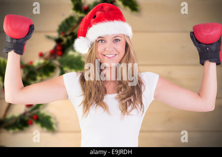 Festive Blonde With Boxing Gloves Stock Photo Alamy