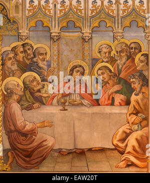 Trnava The Neo Gothic Fresco Of The Last Supper And Jesus And Sinful