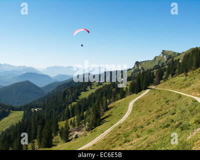 Paragliding In The Upper Bavarian Alps Above The Summit Of Brauneck