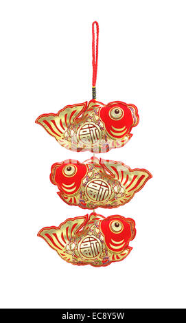 Chinese New Year Prosperity Fish Ornaments On White Background Stock