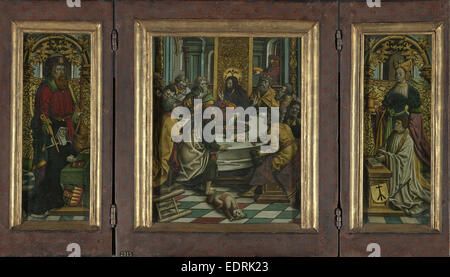 Triptych With The Last Supper And Donors Circle Of Jacob Cornelisz Van