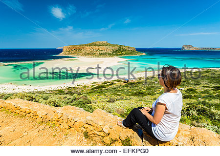 Greece Crete Mature Woman In Bikini Stock Photo Royalty Free Image