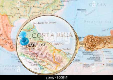 Costa Rica San Jose Capital City Pinned On Political Map Stock