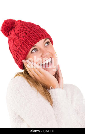 Blonde In Winter Clothes With Hands Out Stock Photo Alamy