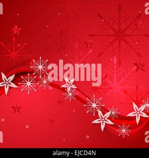 Illustration Christmas Wavy Background With Snowflakes Vector Stock