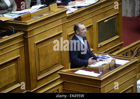 Athens Greece 06th Apr 2015 Hellenic Parliament Discussing About