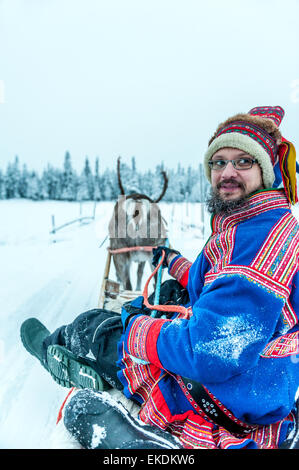 lapland laplander finnish alamy reindeer finland levi scandinavia sleigh ride