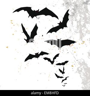 Spooky Tree Flock Of Bats Vector Illustration Stock Vector Image Art