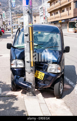 Damaged Lamp Post In A Car Park Stock Photo Alamy