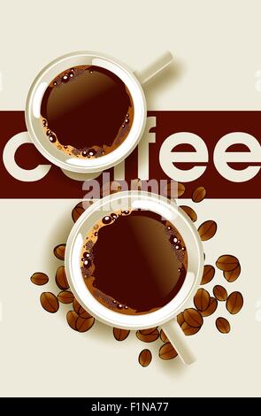 Coffee Cups With Coffee Beans Coffee Cups With Coffee Beans