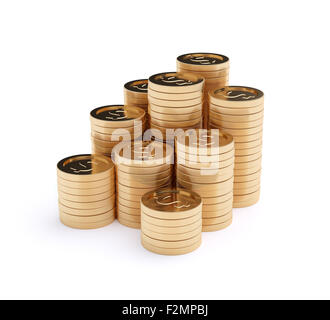 Illustration Of Business Graph With Coins On White Background Stock