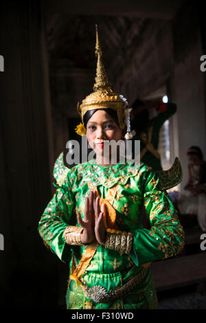 Girl Dancer Wearing Apsara Dancer Costume In Khmer Temple Bayon