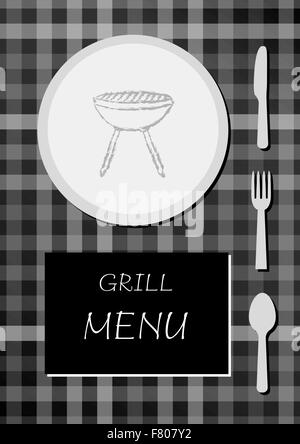 Bbq Grill Poster Template With Grill Illustration On Grunge