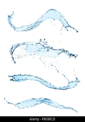 Blue Abstract Water Splash Collection Isolated On White Background