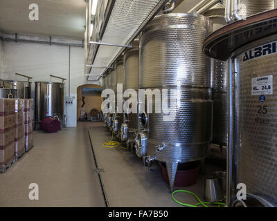 Wine Making Vats And Equipment In Tour Of Winery Stock Photo Alamy