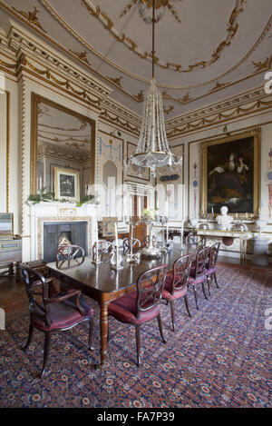 the dining room at hatchlands park, surrey. the painting at the the dining room at hatchlands park, surrey. the painting at the