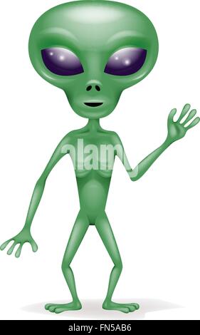 A friendly green cartoon alien extraterrestrial character Stock Photo