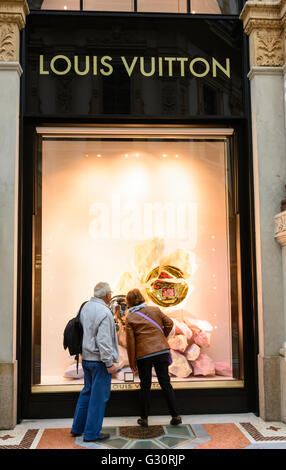 Louis Vuitton shop. Galleria Vittorio Emanuele II. Milan, Italy Stock Photo, Royalty Free Image ...