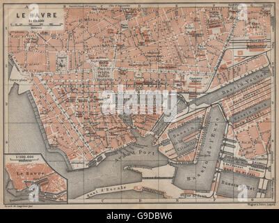 LE HAVRE Antique Town City Plan De La Ville Seine Maritime Carte 1900