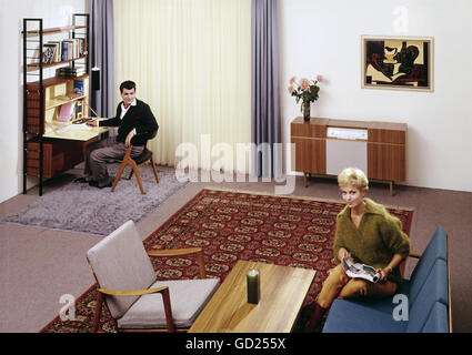 Living Room 1960 furnishings, living-room, circa 1960 stock photo, royalty free Living Room 1960 furnishings, living-room, circa 1960 stock photo, royalty free